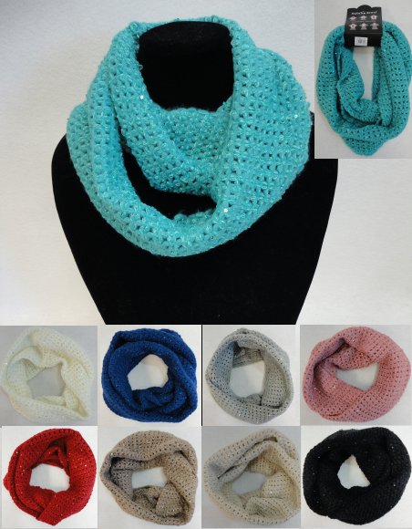 Knitted Infinity SCARF [Loose Knit w/ Sequins]