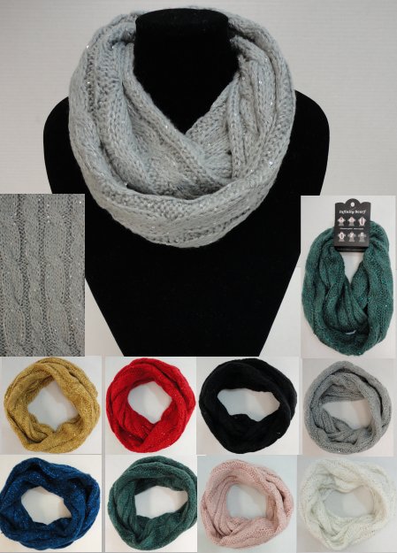 Knitted Infinity SCARF [Sequins-Cable Knit]