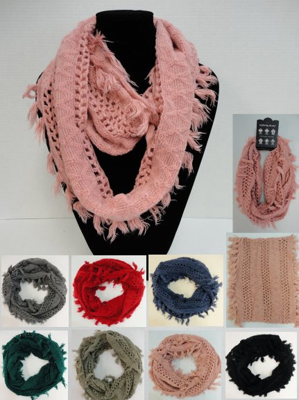 Knitted Infinity SCARF [Fringe/Loose Knit]