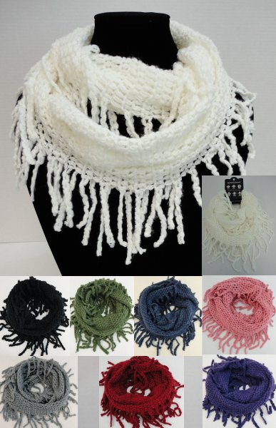 Knitted Infinity SCARF [Fringe/Loose Knit]