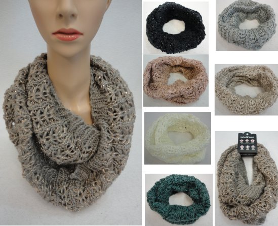 Knitted Infinity SCARF [Metallic & Sequin Accent]