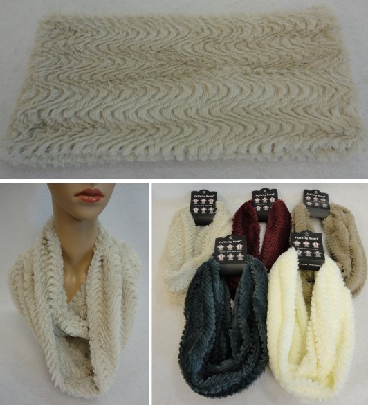 Plush Infinity SCARF [Wavy Line Pattern] Double Wrap