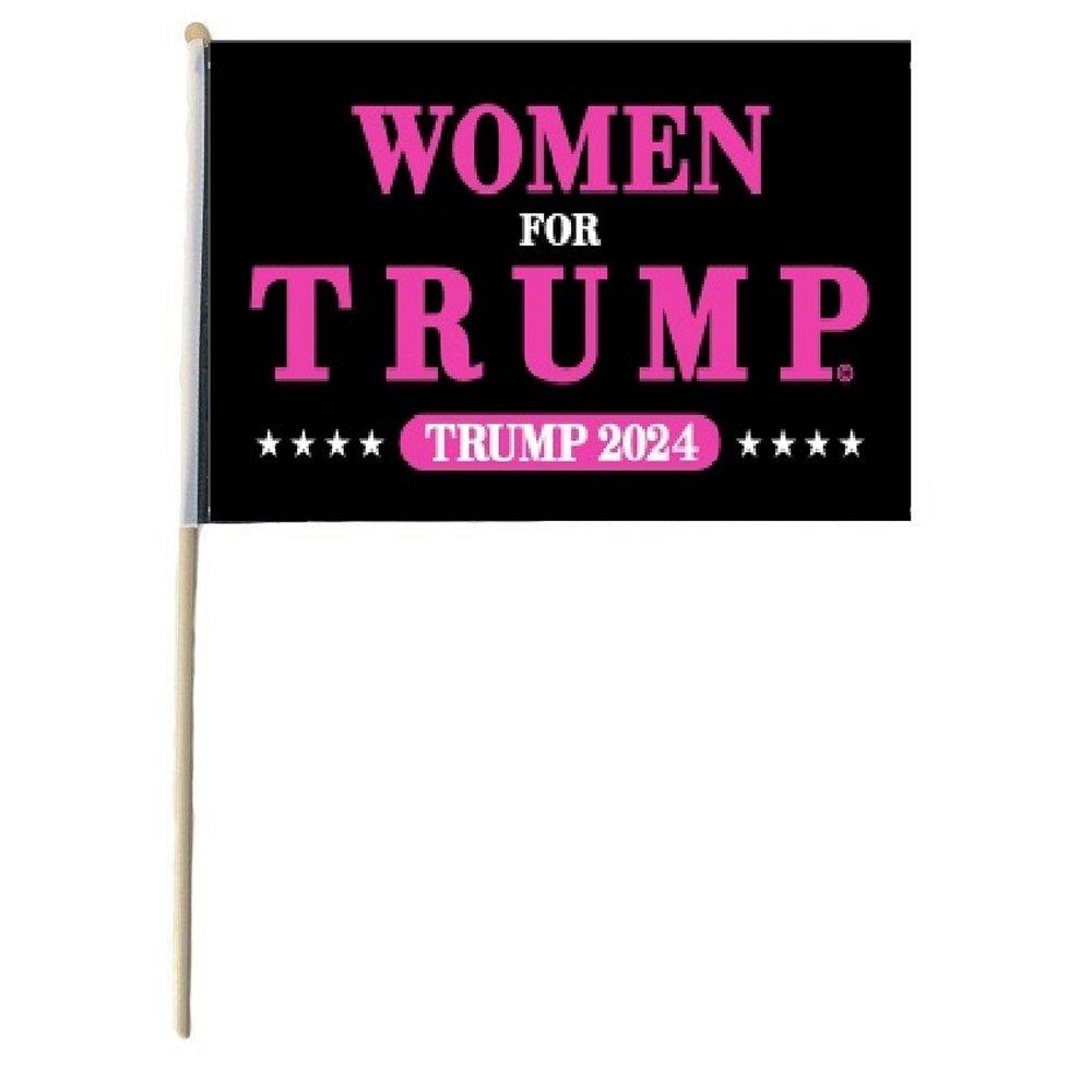 * . 12''X18'' Stick FLAG TRUMP 2024 Women for Trump