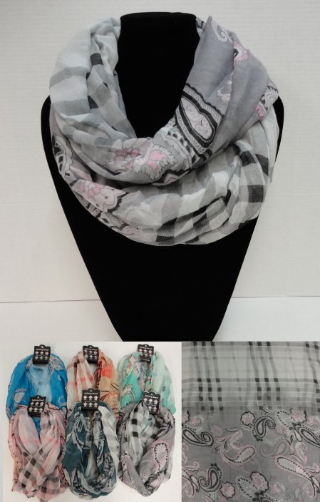 Extra-Wide Light Weight Infinity SCARF [Lg Paisley/Plaid]