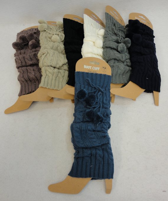 Knitted LEG WARMERS [PomPoms]