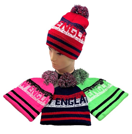 PomPom Knit Hat [NEW ENGLAND] Pixelated