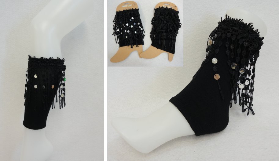 BOOT Cuffs [Black with Fringe]
