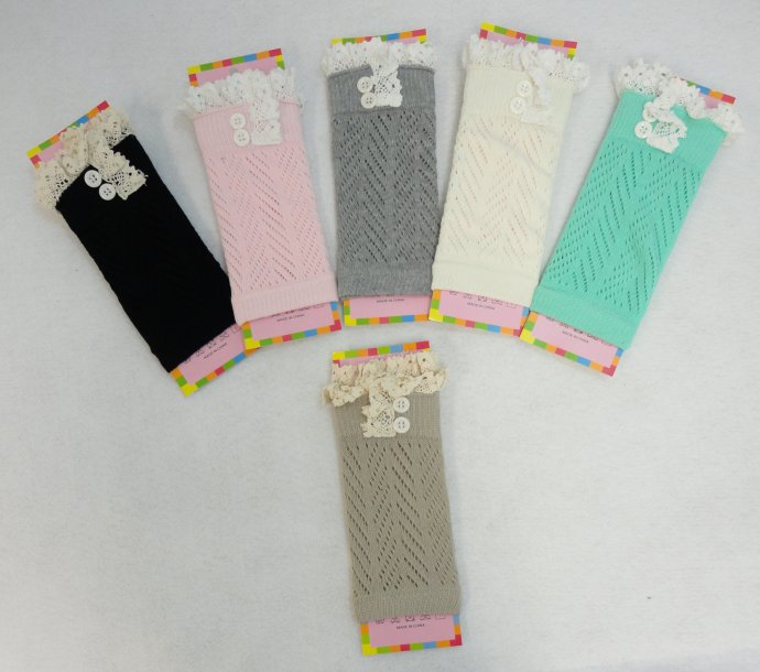 Knitted BOOT Cuffs Pastel [Antique Lace-2 Buttons]