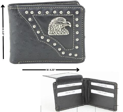 Vegan Leather Wallet [Bifold] WESTERN Eagle Concho [BLK]