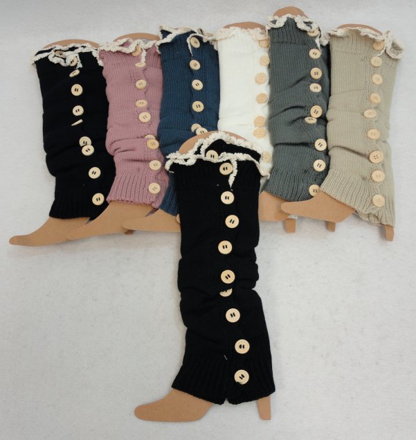 Knitted LEG WARMERS [Antique Lace/9 Buttons]
