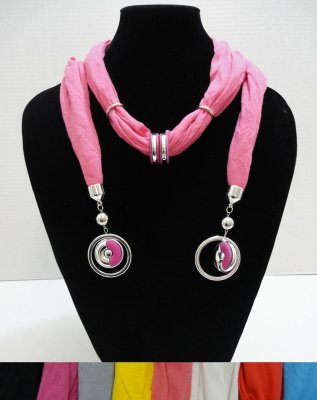 Scarf Necklace--Two Color RINGs with End Charms--76''