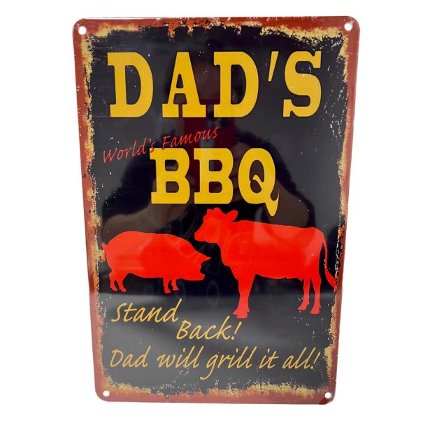 11.75''x8'' Metal Sign- Dad's BBQ