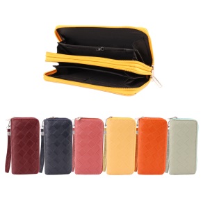 LADIES Dual Zipper Wallet with Wrist Strap [Weave]