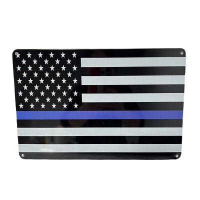 11.75''x8'' Metal Sign- Thin Blue Line Flag