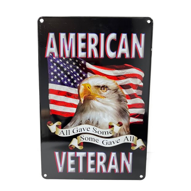 11.75''x8'' Metal Sign- American Veteran [Eagle/FLAG]