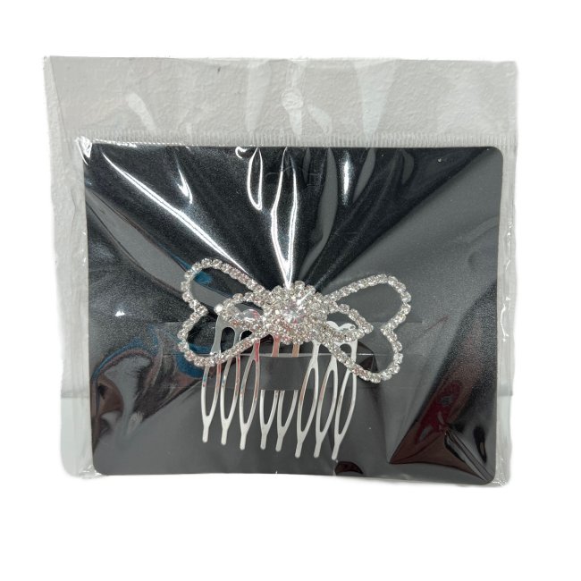 3.25'' Rhinestone Hair Comb [Heart Bow]