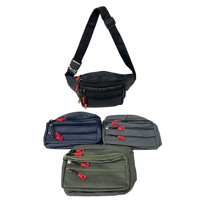 Waist Pack [Solid Color] Red Zipper Tabs