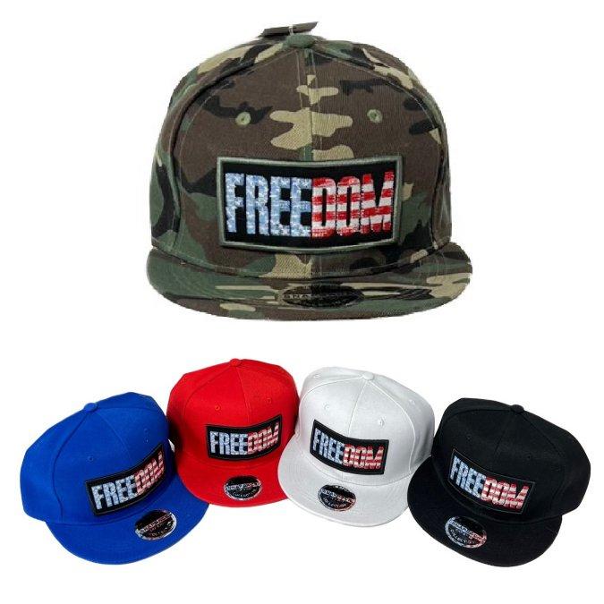Snap Back Flat Bill Hat [FREEDOM/FLAG Letters]