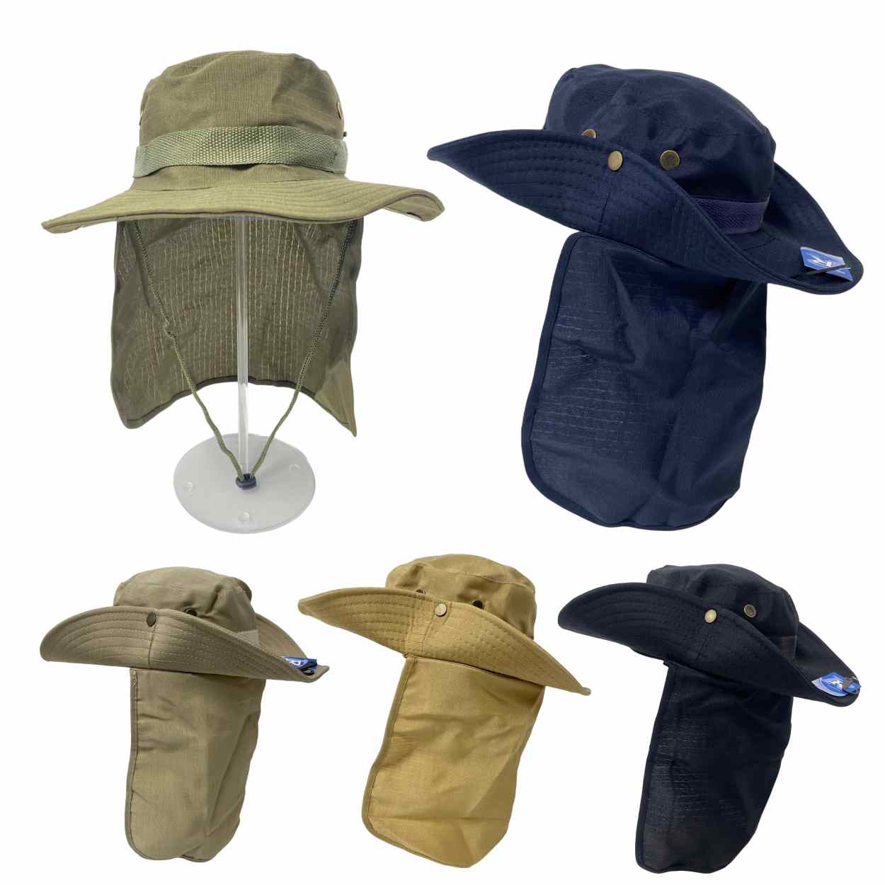 Floppy Boonie HAT [Solid Colors] with Cloth Flap & Snap-Up Sides
