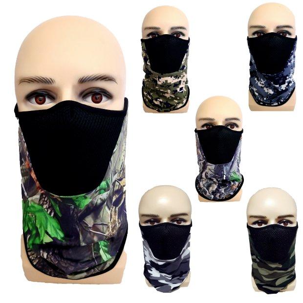 Half Face Mask/Gaiter/Buff [CAMO Assortment with Mesh]