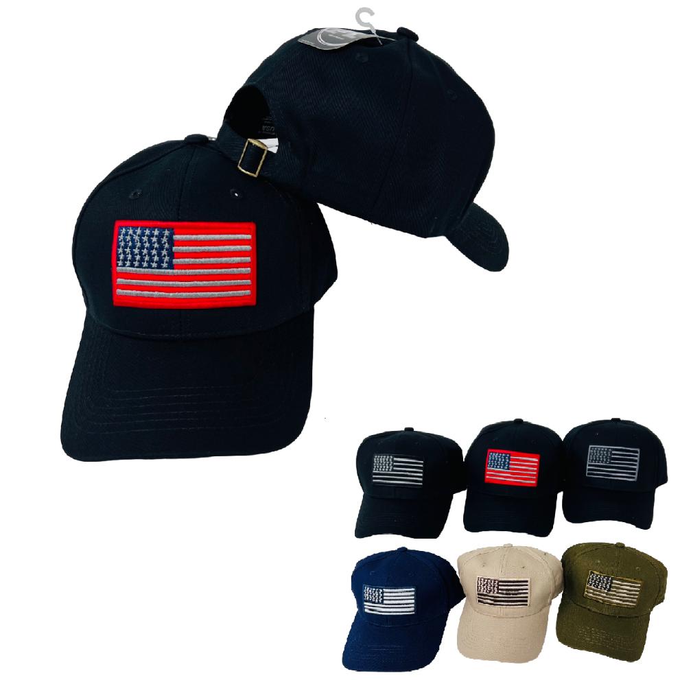 100% Cotton Hat with Embroidered FLAG