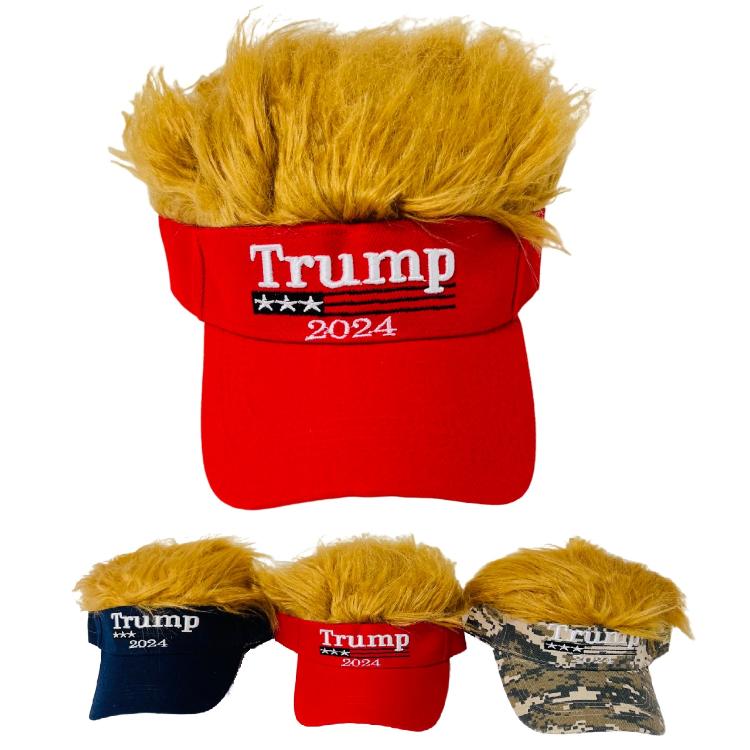 #Trump 2024 Visor with Fake HAIR [Asst Colors]
