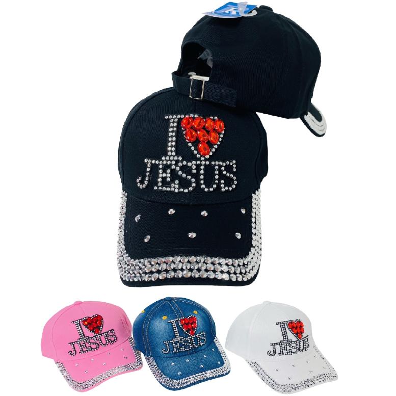 Bling Rhinestone HAT [I Love Jesus]