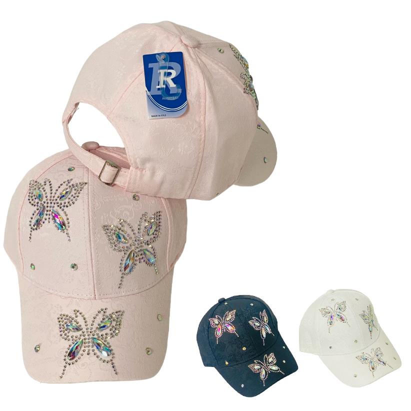 Bling Rhinestone Butterfly Hat with Subtle Paisley Design