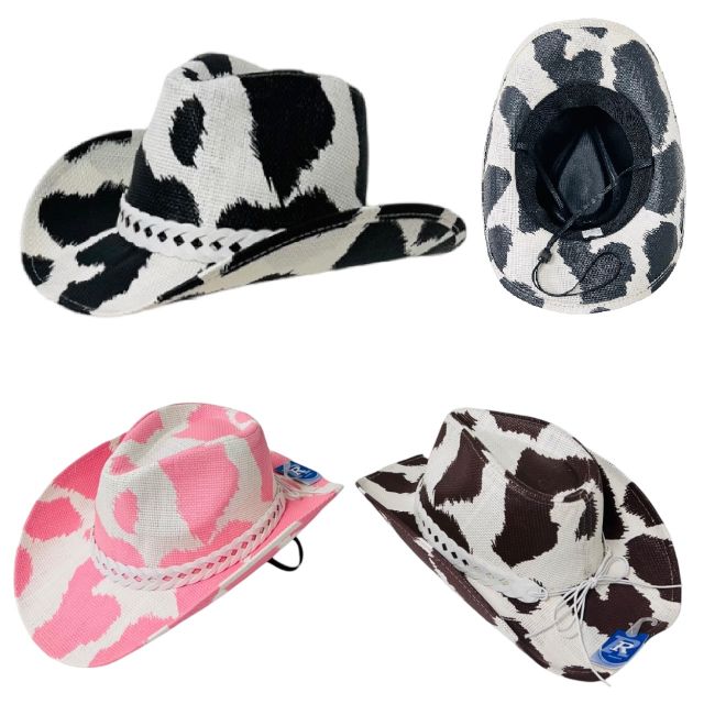 Painted Cowboy HAT [Cow prints with Braided Band]