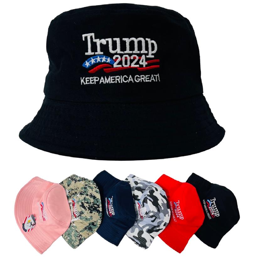 #TRUMP 2024 Solid Bucket HAT [KEEP AMERICA GREAT!]