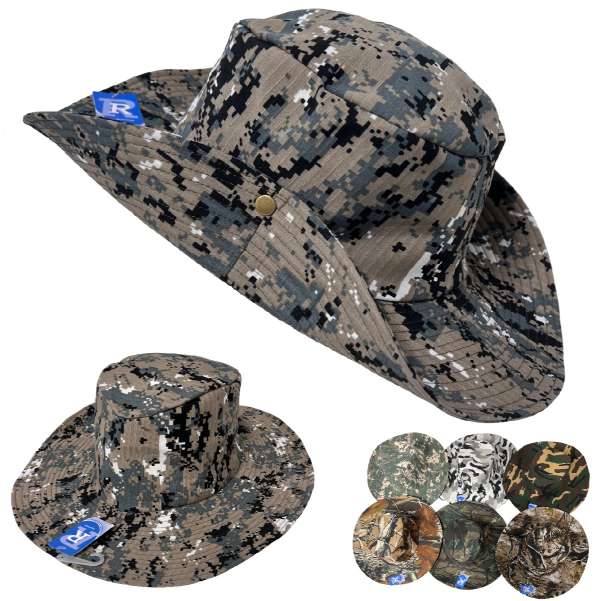 Assorted Camo Boonie HAT with Snap-Up Sides