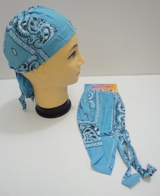 Skull Cap-Light Blue Paisley