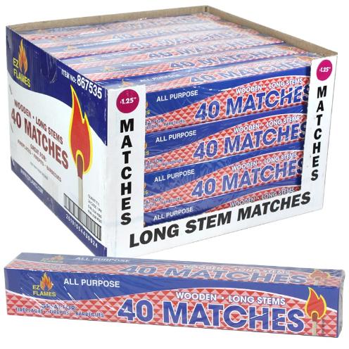 40ct Long-Stem WOODEN Matches
