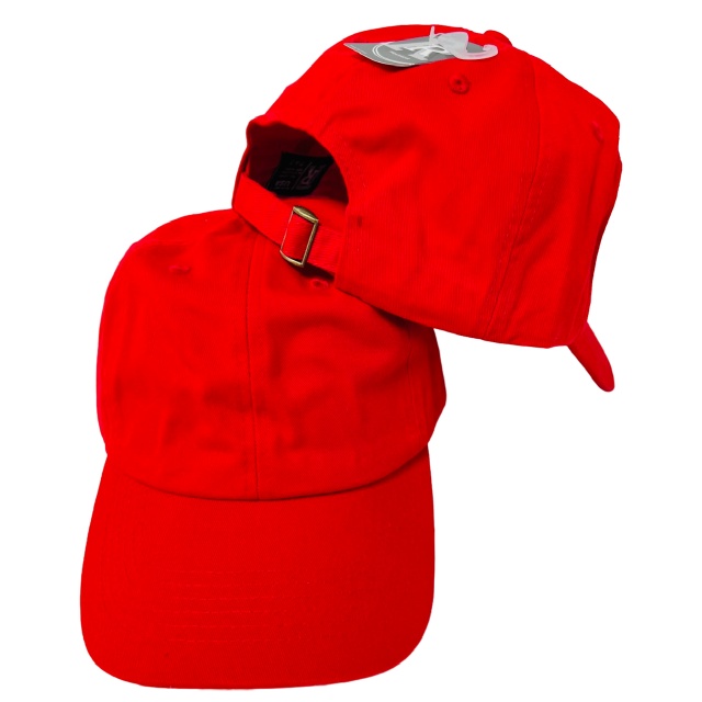 Dad HAT: RED 100% Cotton Vintage Washed (Buckle) Unisex
