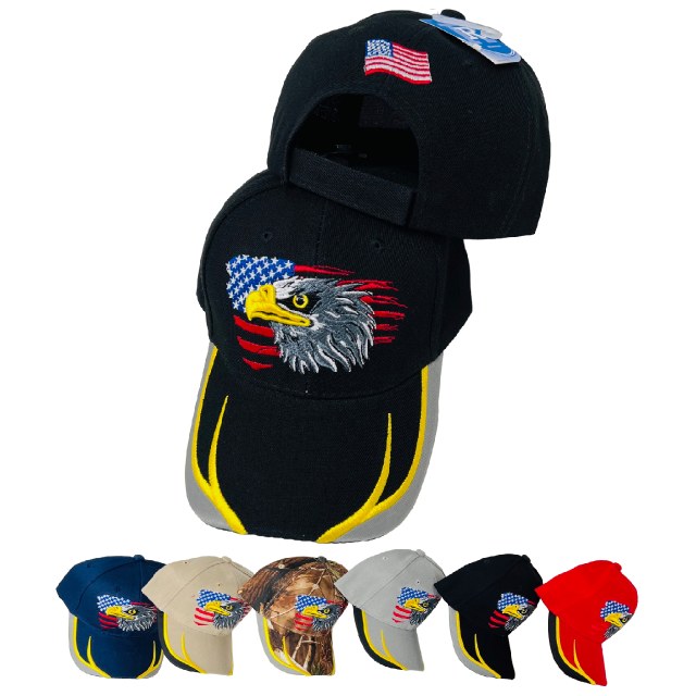 American Flag & Eagle Hat [Embroidered Bill]