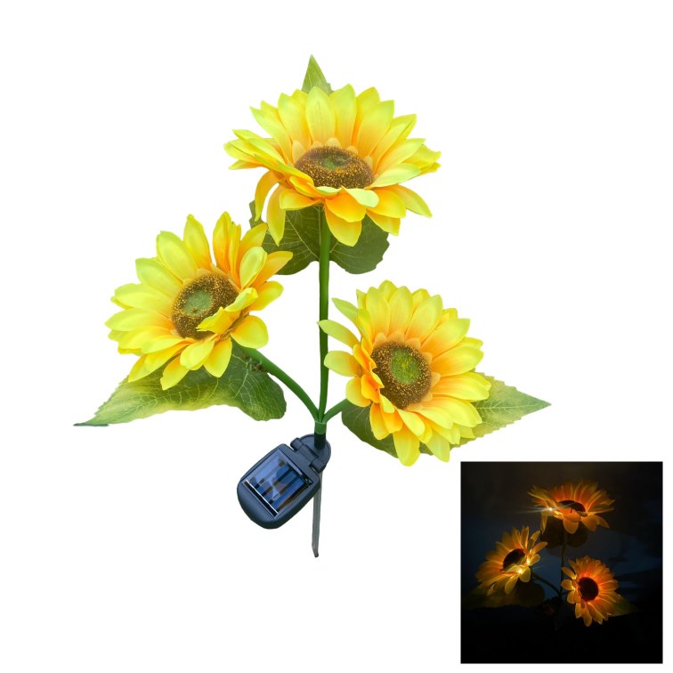 Light-Up SOLAR Garden Stake [3 Sunflowers]