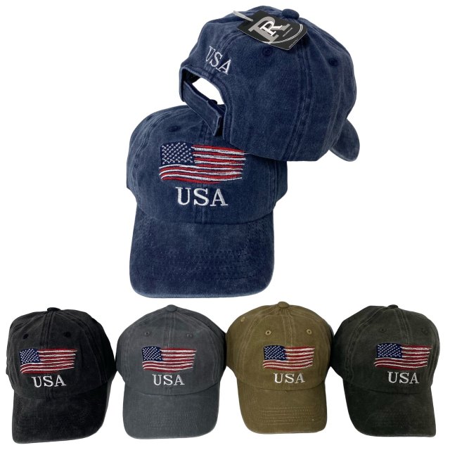 .VINTAGE Washed Cotton Cap [USA/Flag]