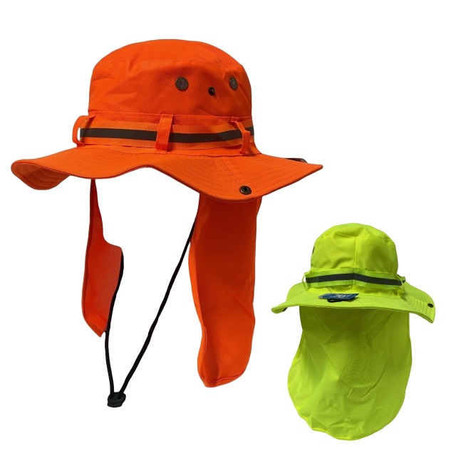 High Visibility Boonie Hat with  Neck Flap