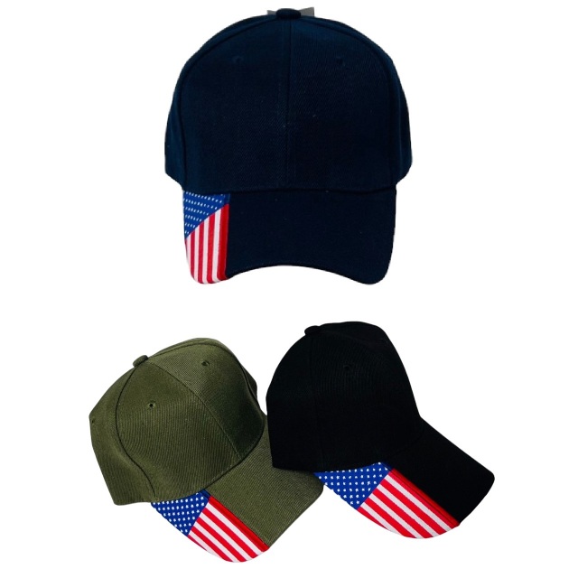 Solid Color HAT with Flag Print Bill