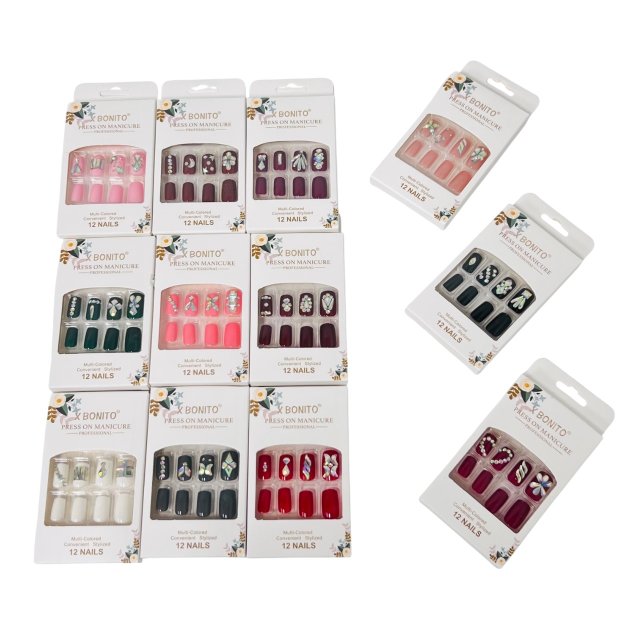 Press On Manicure [Assorted Regular with Gems]