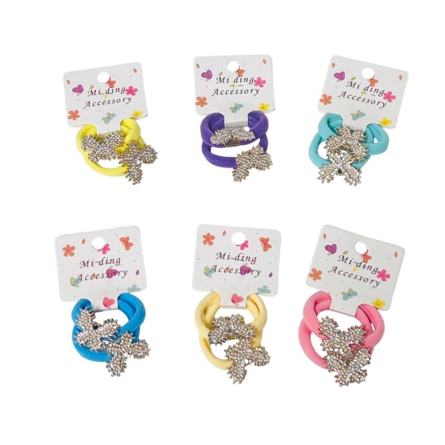 2pc Pearl & Rhinestone Butterfly Pony Tail Holders