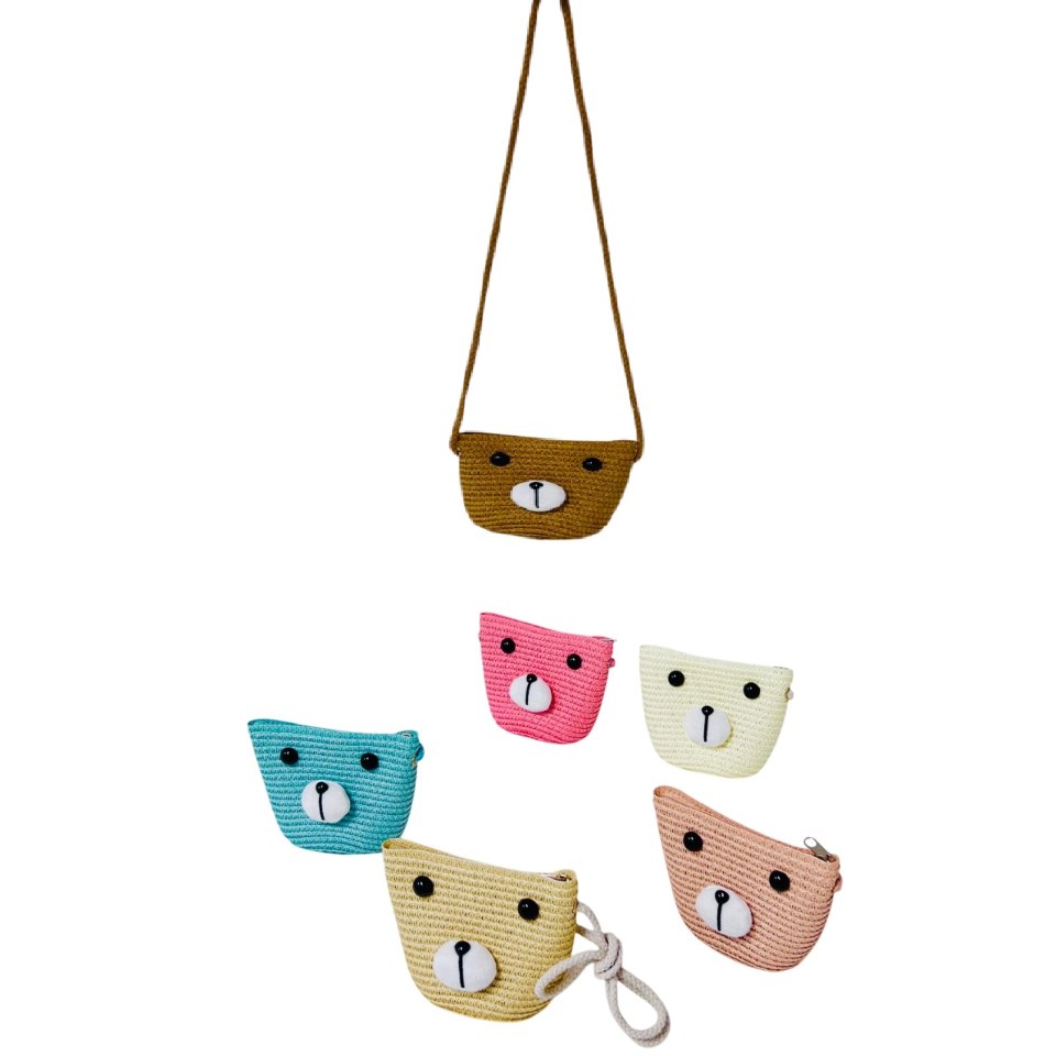 Child's Woven Crossbody Bear Purse with PLUSH Ears