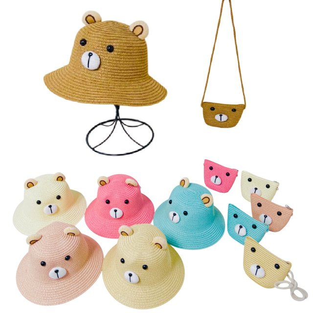 Girl's Woven Bear Hat/Purse Set w PLUSH Ears [HT1740/PR183]