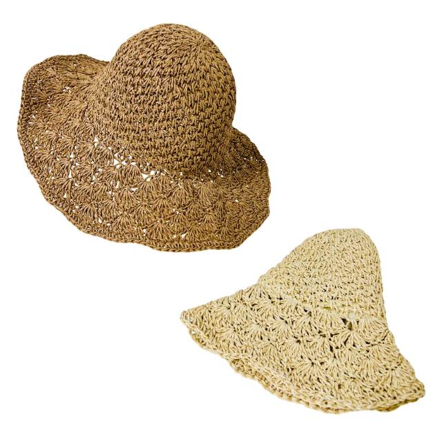 Women's Crocheted Straw HAT [Solid Color]