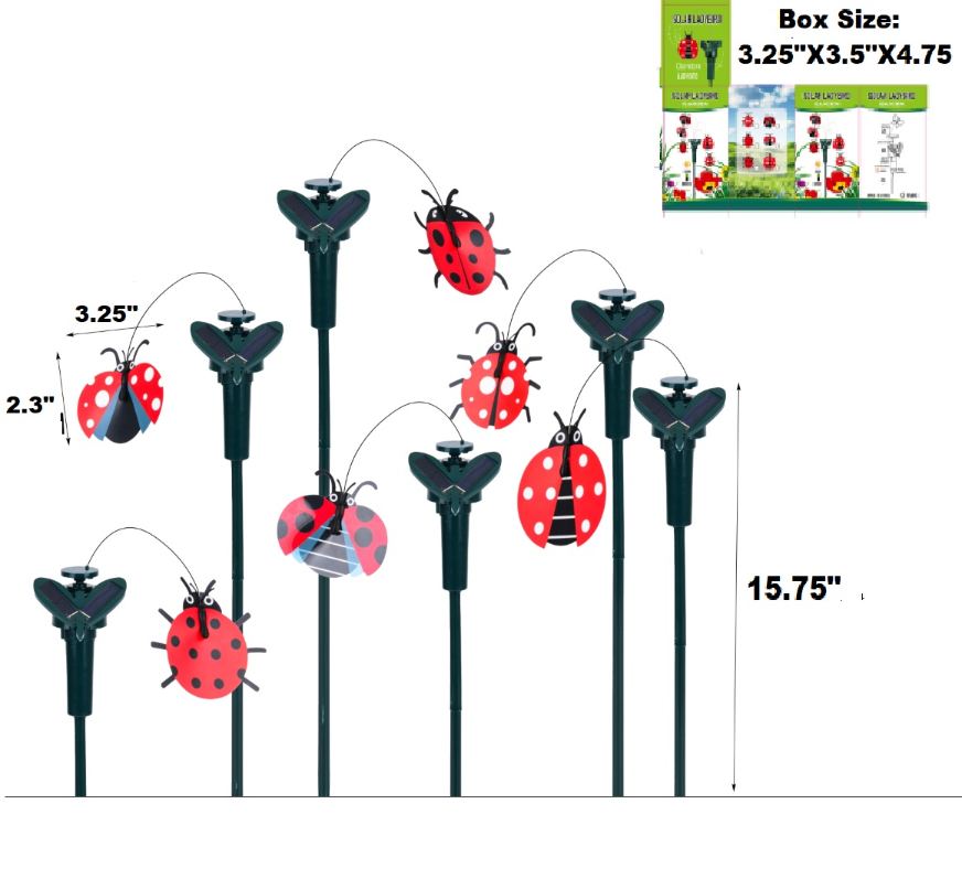 Solar Yard Stake [Fluttering Lady Bug]