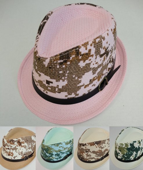 Child's Fedora HAT with Buckled HAT Band [Camo Printed]