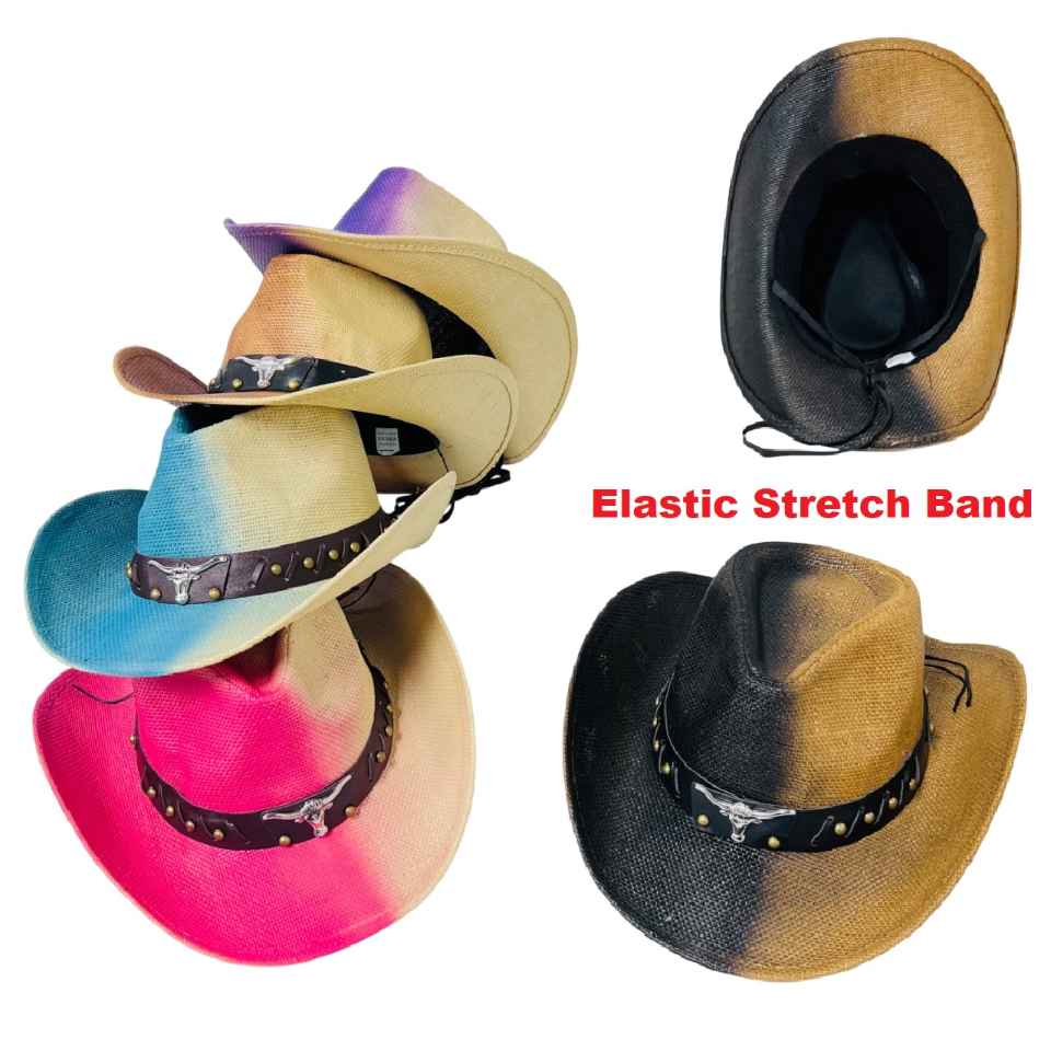 .Western Hat [Steer Hat Band] Two-TONE Color Fade