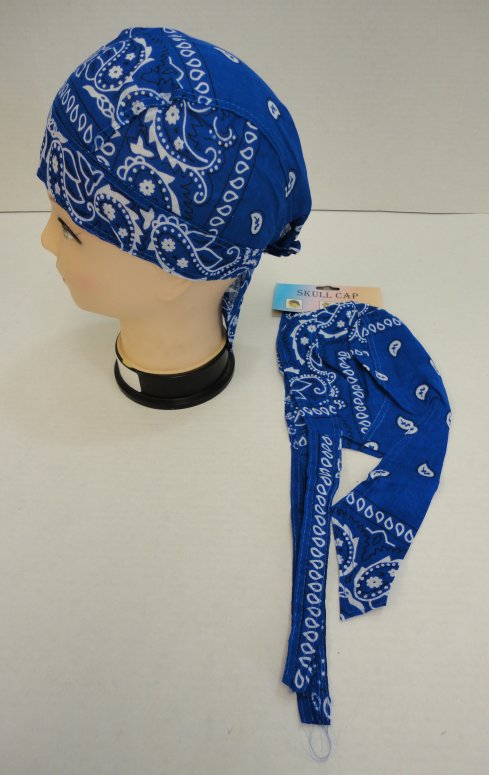 Skull CAP-Royal Blue Paisley