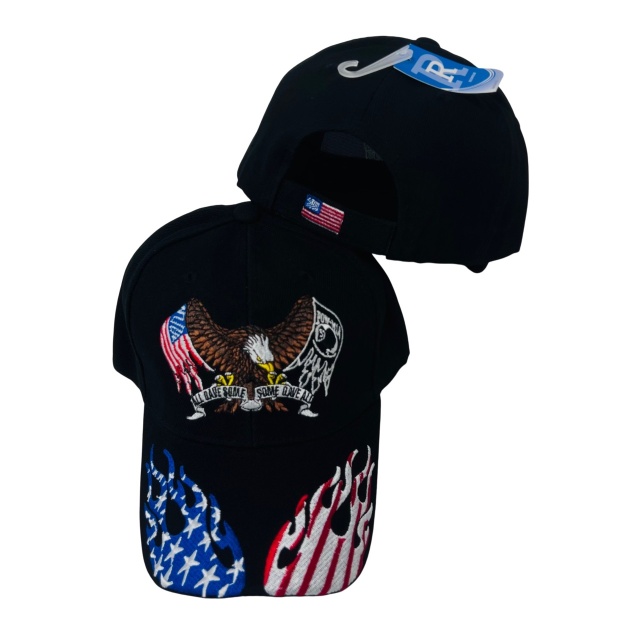EAGLE Hat [Flag/POW Wings] Flag Flame on Bill