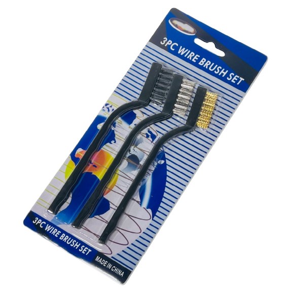 3pc 7'' Mini Wire Brush Set-Black HANDLE